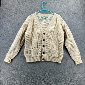 Clady Knit Cardigan Pure Wool Sweater Women 40 (Mediium) Beige Button Granmacore